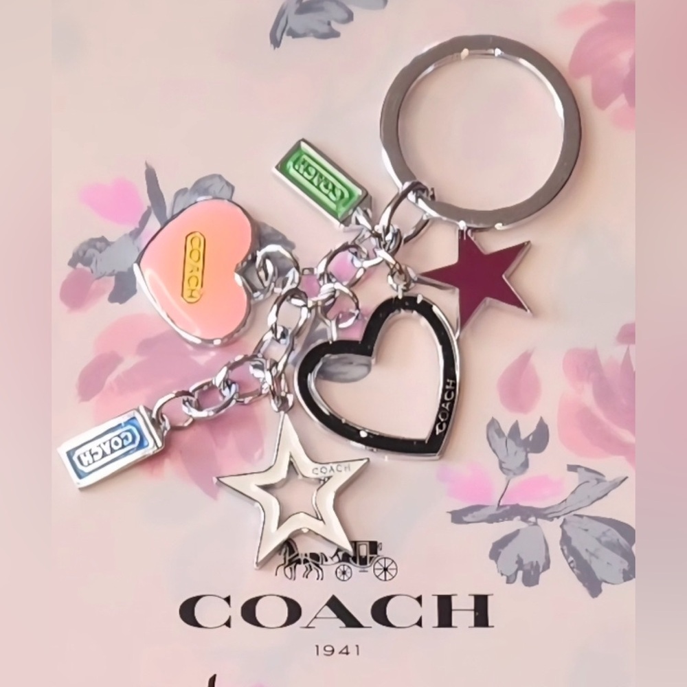 Coach Pink and Silver Charm Key Holder